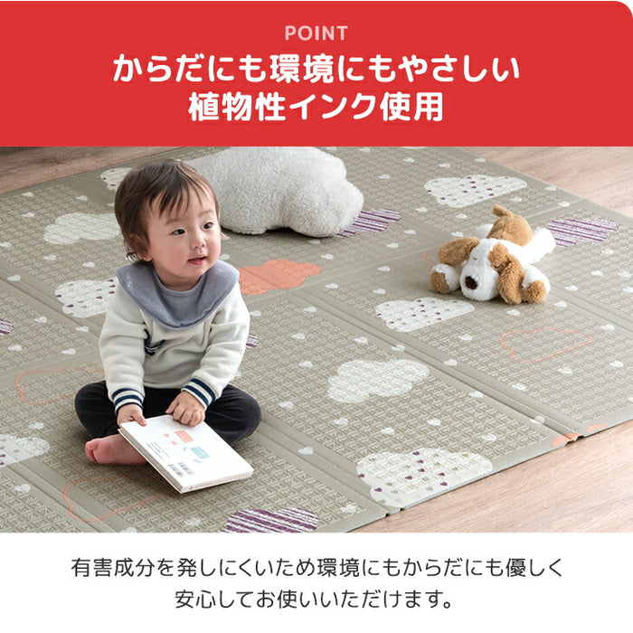 ［150×180］プレイマット リバーシブル 厚み10mm 防水 防音 折りたたみ 収納袋付き 軽量 ベビーマット〔31800074〕