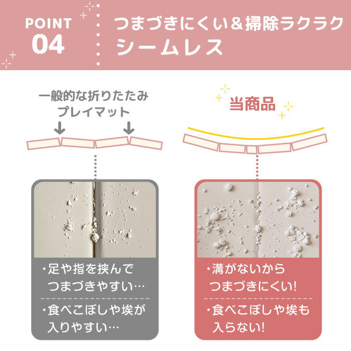 ［140×200］シームレスプレイマット 2つ折り 厚み4cm 防水 防音 収納ケース付き 折り畳み 軽量 床暖房対応 ベビーマット〔31800080〕