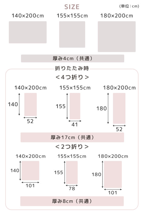 ［140×200］シームレスプレイマット 2つ折り 厚み4cm 防水 防音 収納ケース付き 折り畳み 軽量 床暖房対応 ベビーマット〔31800080〕