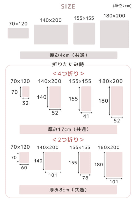 ［140×200］シームレスプレイマット 2つ折り 厚み4cm 防水 防音 収納ケース付き 折り畳み 軽量 床暖房対応 ベビーマット〔31800080〕