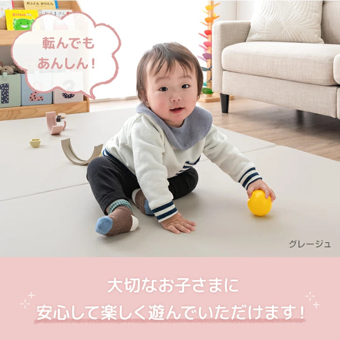 ［140×200］プレイマット 2つ折り シームレス 厚み4cm 防水 防音 軽量 折りたたみ 床探訪対応 収納ケース付 ベビーマット〔31800080〕