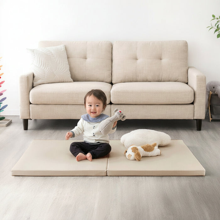 ［70×120］シームレスプレイマット 2つ折り 厚み4cm 防水 防音 収納ケース付き 折り畳み 軽量 床暖房対応 ベビーマット〔31800140〕