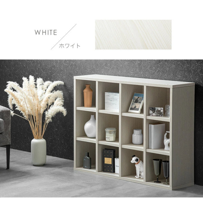 ［3×4段/背面化粧：なし］国産 オープンラック 完成品 間仕切り 収納〔33010141〕
