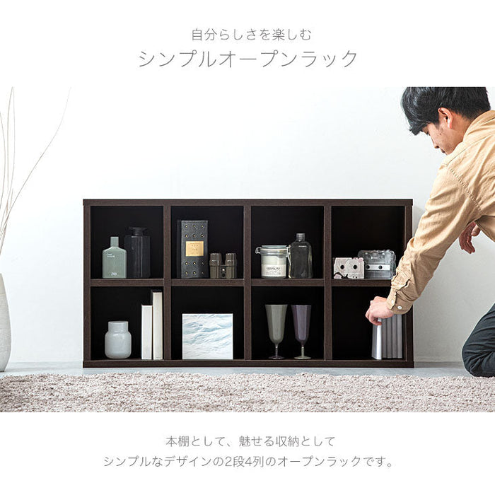 ★背面化粧無しタイプ★[幅98×奥行き25cm] オープンラック 4×2 国産 完成品〔33010139〕