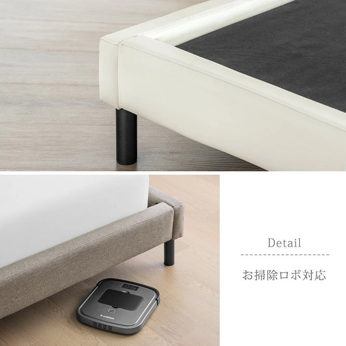 ダブル] クッション付き レザー調 ファブリック ベッド ロースタイル