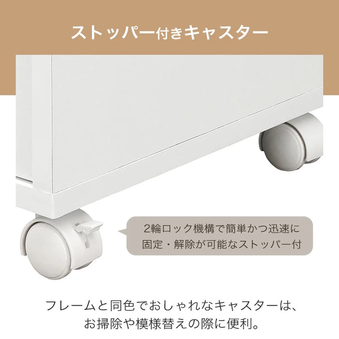 [幅83cm] キャスター付き キッズラック 2段 大容量 ロータイプ  シンプル ディスプレイ 収納 木製 本棚 玩具箱 コンパクト〔33020019〕