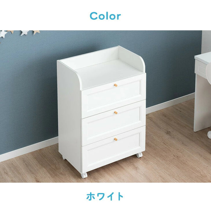 [幅60cm] 移動らくらく チェストワゴン 引き出し 3段 キャスター付き コンパクト ランドセルラック 衣類収納 木製〔33020020〕
