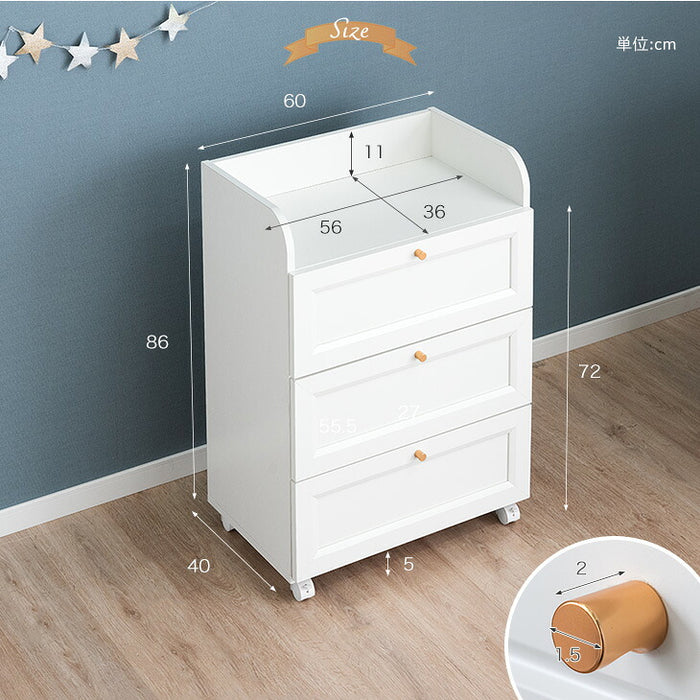 幅60cm] 移動らくらく チェストワゴン 引き出し 3段 キャスター付き