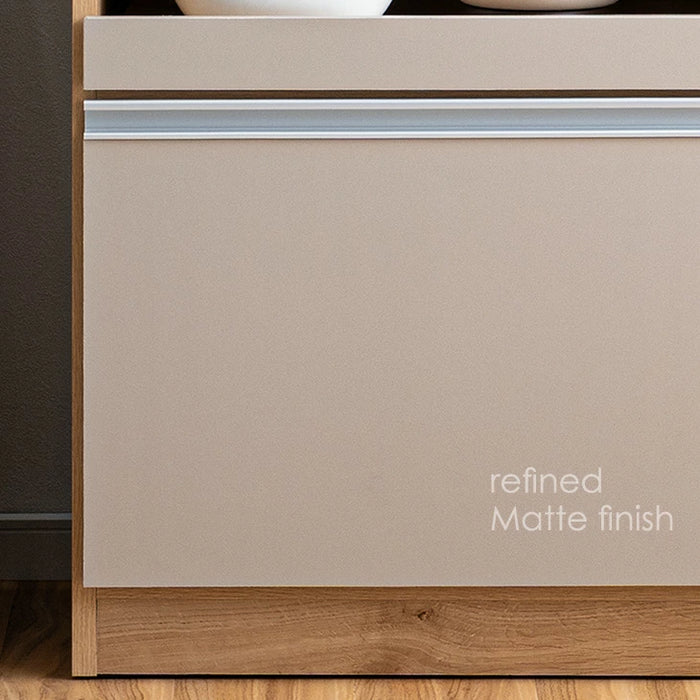 ［幅60］国産 レンジボード 完成品 食器棚 カウンター キッチン収納 スライド棚 大型レンジ対応 大川家具 木製 スリム〔33020105〕