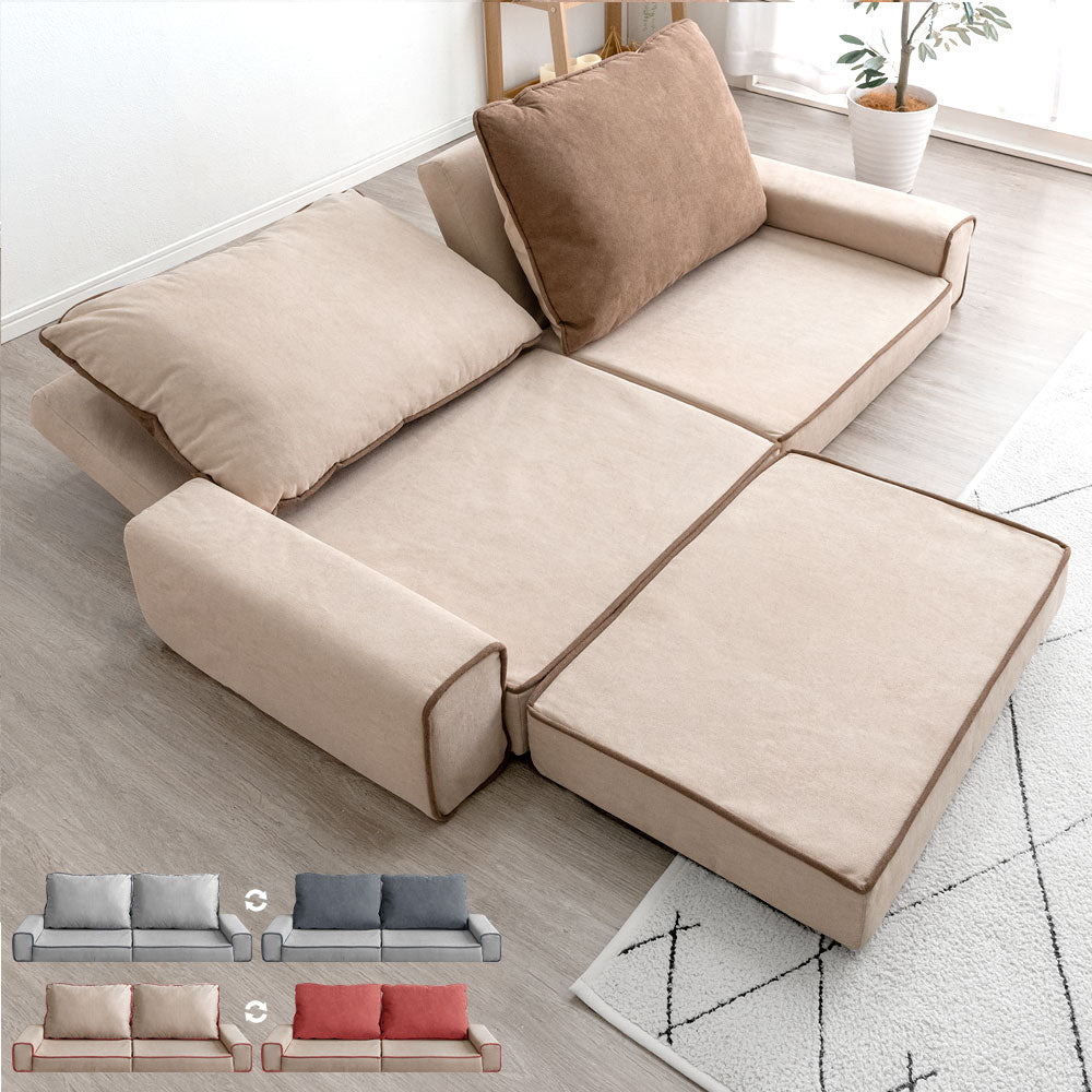 ソファ ベッド 2人掛け ピンク 洗えるカバー カバーリング仕様 肘付き