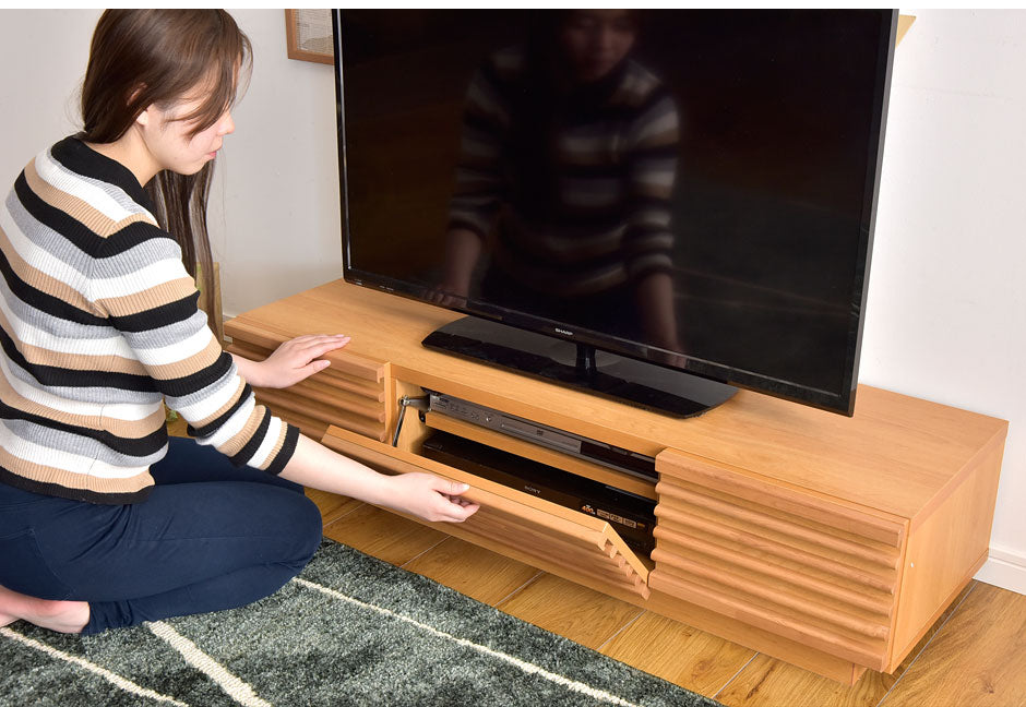 幅120cm アルダー無垢 国産 完成品 テレビ台 ロータイプ *ダリア-TG* 〔38700007〕
