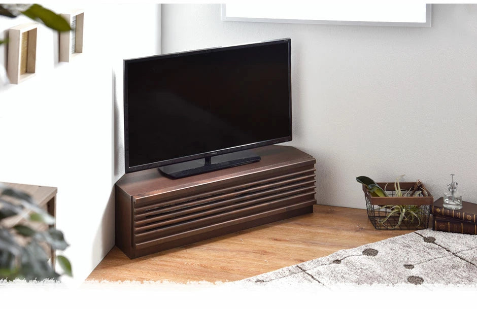 幅100cm アルダー無垢 国産 完成品 コーナーテレビ台 ナチュラル ブラウン *ダリア-TG* 〔38700021〕
