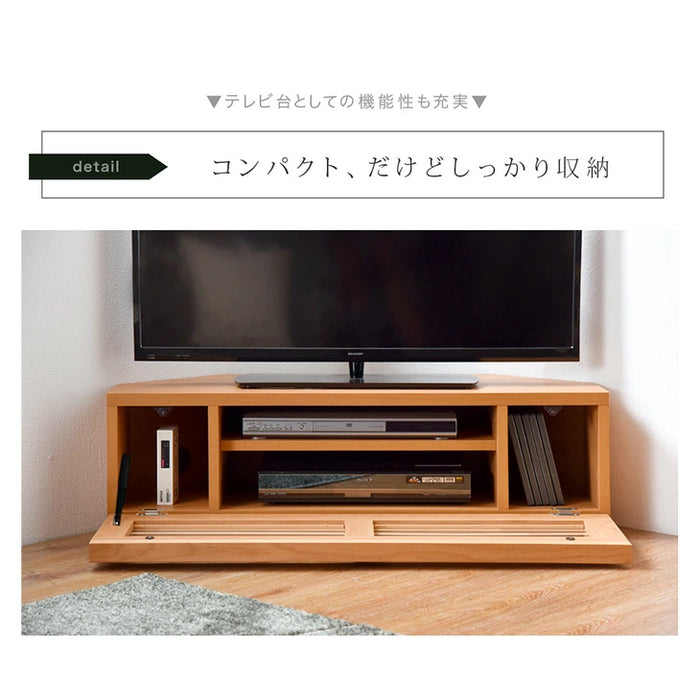 幅100cm アルダー無垢 国産 完成品 コーナーテレビ台 ナチュラル ブラウン *ダリア-TG* 〔38700021〕