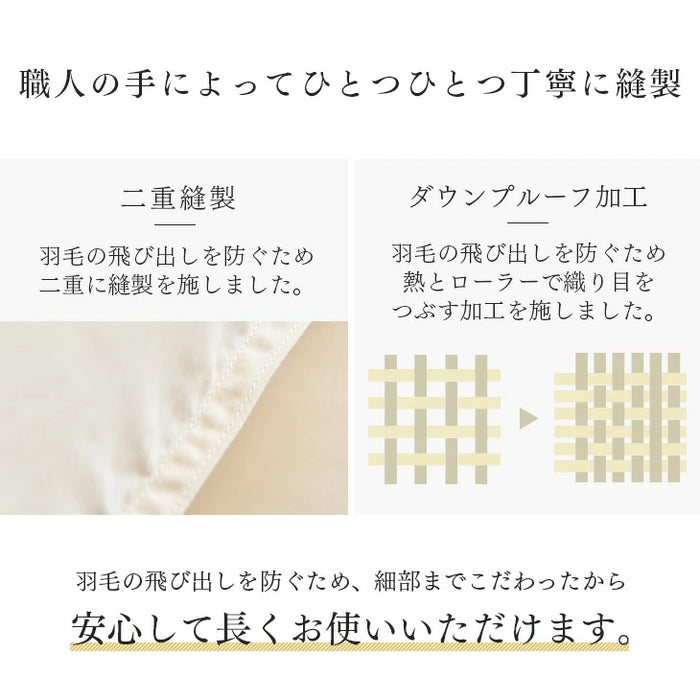 [シングルロング] コインランドリーで 洗える 羽毛布団 日本製 ホワイト マザーグース 95％ 超長綿60サテン  綿100% 440dp 暖かい  0.8kg  軽い 冬用 冬〔19110078〕