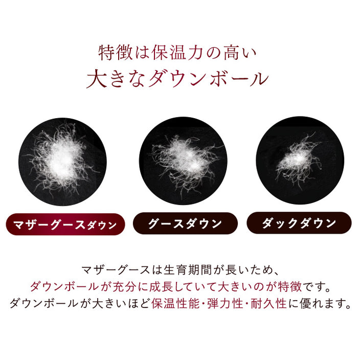 [ダブル] 羽毛布団 超増量2.0kg 日本製 マザーグースダウン95％ CILブラックラベル 二層キルト 440dp以上 かさ高180mm以上 超長綿 7年保証〔39100122〕