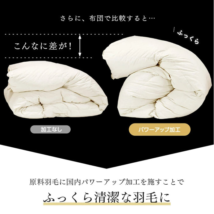 [シングル] 柄任せ 羽毛布団 ホワイトグースダウン93％ CILゴールドラベル  立体キルト 400dp以上 かさ高165mm以上 7年保証 日本製 〔39100205〕