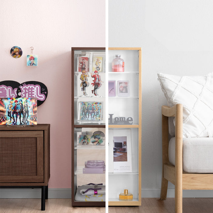 幅40cm 推せる/隠せるオタばれ防止ラック 回転式 アクリル 背面ミラー コレクションケース 北欧〔84300038〕