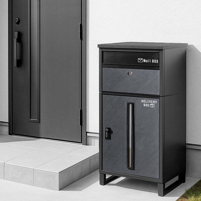 宅配ボックス 押し込み式 ポスト一体型 大容量 134L ゼロリターン 脚付き LIVBOX ーリブボックスー 〔17600226a〕