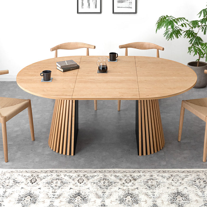 幅120-180cm］伸長式 円形ダイニングテーブル 単品 4人掛け 木製