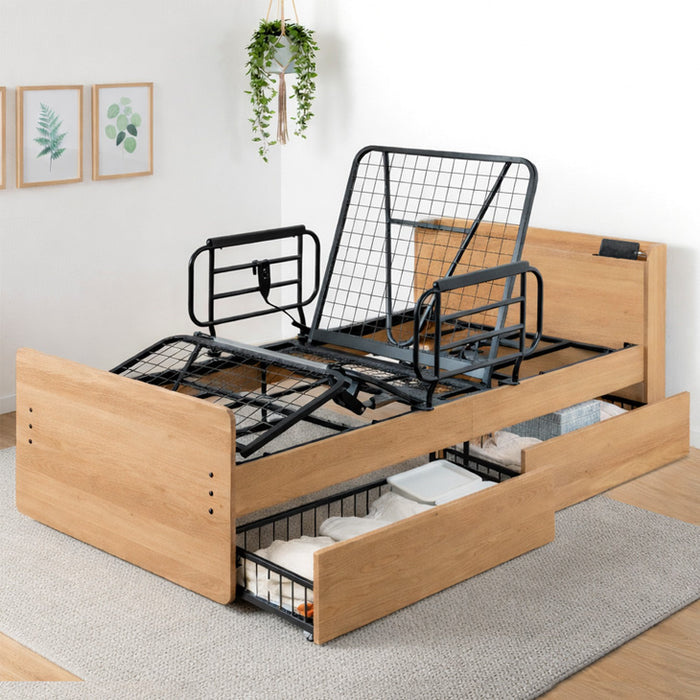 新発売記念プライス】電動ベッド フレーム 単品 シングル 収納付き 2