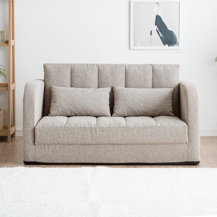 3WAY ソファベッド 2人掛け 肘付き コンパクト 折りたたみ フロアソファ ローソファ〔15210071〕