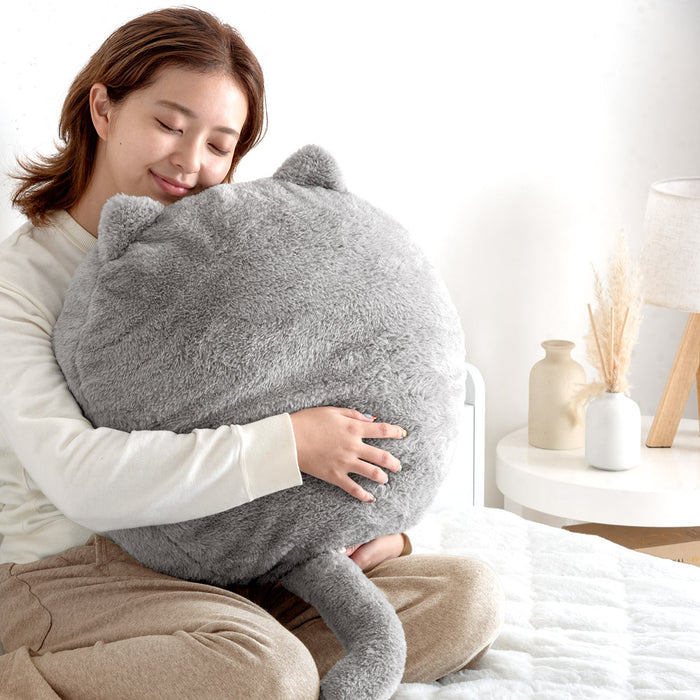 ≪TVで紹介≫もはや、ねこ。 クッション 洗える 直径50cm 丸洗い 大きい 暖かい フロアクッション 枕 冬用 厚手 猫の手触り かわいい おしゃれ 北欧〔80100140〕