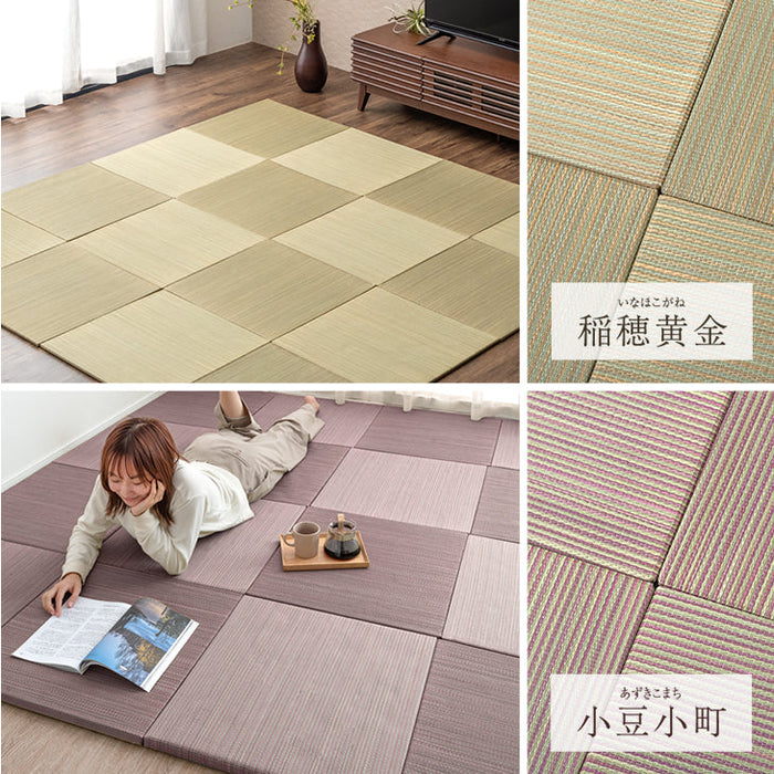 【4枚 厚み2.5cm 0.75畳用】敷くだけカンタン 置き畳 軽量 い草 抗菌 防臭 防音 滑り止め 床暖房対応 琉球畳 和室 賃貸〔86211401〕