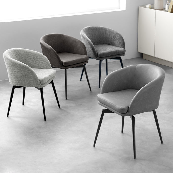 【新発売記念プライス】［1脚］回転式 ダイニングチェア 肘付き レザー調 ファブリック おしゃれ 北欧 回転椅子〔83200105〕