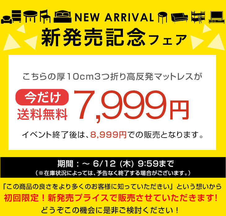 【新発売記念プライス】[セミダブル] Goo3D《グッスリード》 マットレス 三つ折り 10cm 高反発 3Dカット 3ゾーン 体圧分散 洗えるカバー 〔43300156〕