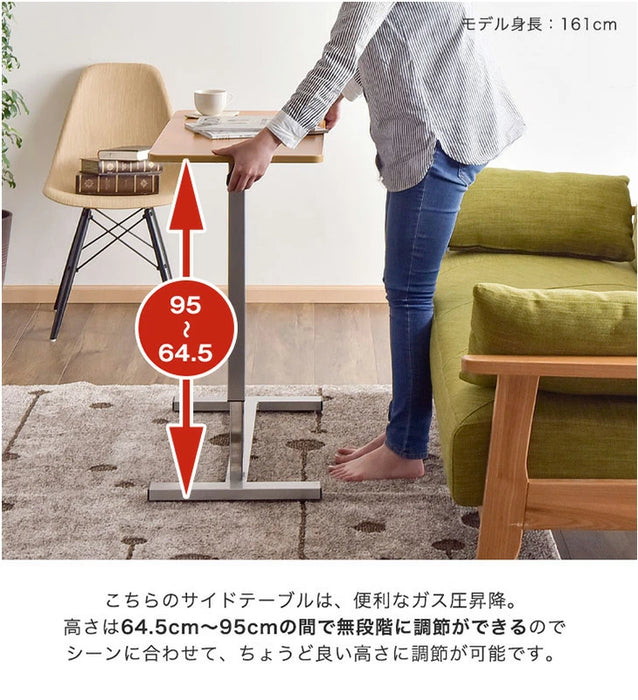 昇降式デスク サイドテーブル ガス圧 キャスター式〔41900005 昇降式デスク サイドテーブル ガス圧 キャスター式〔41900005