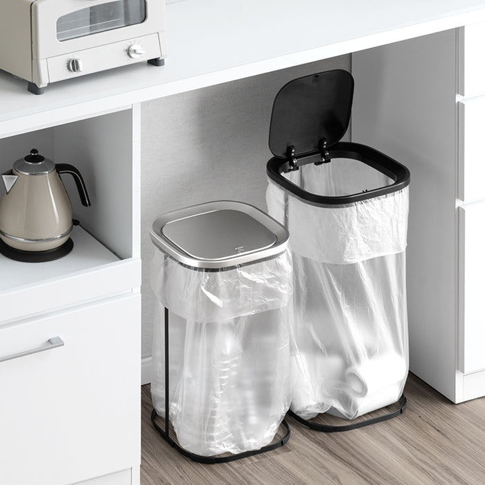 【新発売記念プライス】［45L］蓋付きゴミ箱 プッシュ式スリム キッチン コンパクト 省スペース ゴミ袋スタンド ダストボックス ゴミ箱 〔41910010〕