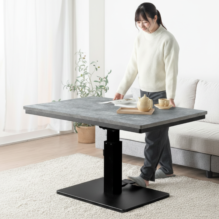 幅120×80] 速暖2秒！ 昇降 こたつテーブル 手元コントローラー 無段階