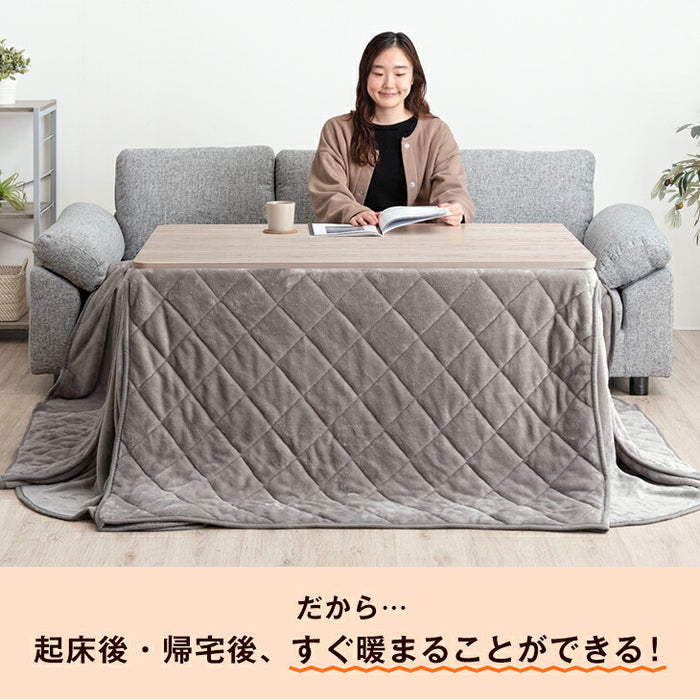 ［幅120×80］ 速暖2秒！ 昇降 こたつテーブル 手元コントローラー 無段階昇降 一本脚〔41900013〕