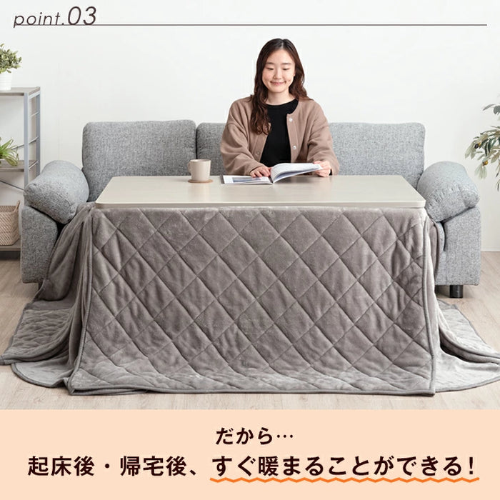 [幅120×80] 速暖2秒！ 昇降 こたつテーブル 手元コントローラー カーボンヒーター 無段階昇降 一本脚〔41900013〕