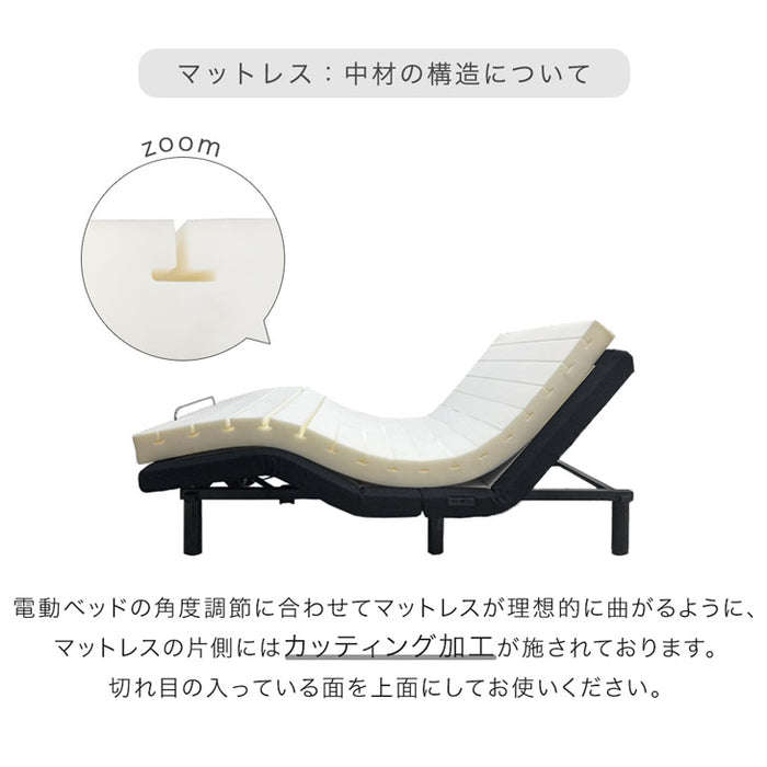 [セミダブル] スマホで操作OK 電動リクライニングベッド 高反発マットレス付 USBポート 目覚し機能 足元ライト付【超大型商品】〔41900031〕