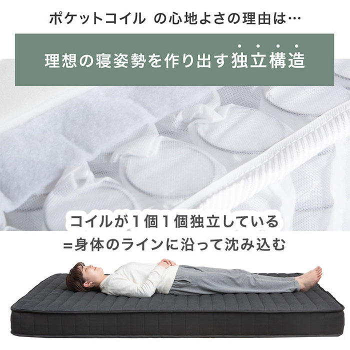[ダブル マットレス単品] 電動ベッド専用 ポケットコイル マットレス 厚み16cm 電動ベッドマットレス〔17810125〕
