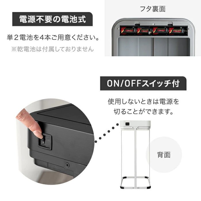 【新発売記念プライス】自動開閉 ゴミ箱 45L 両開き 触れ0無 スリム 電動 蓋付き ダストボックス おしゃれ〔41910013〕