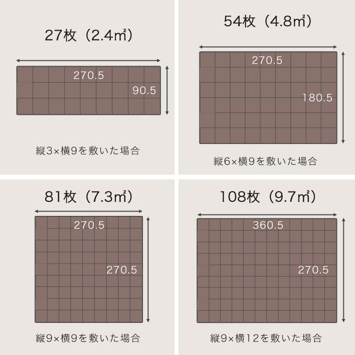 2.4平米用 30×30cm 人工木 ウッドパネル 27枚セット ジョイント式  耐久性 設置簡単〔42300000〕