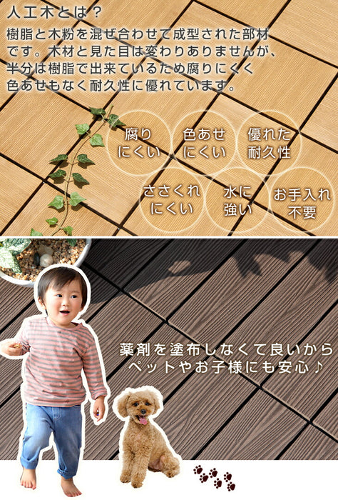 ［9枚］超高耐久800kg 人工木 ウッドパネル ジョイント式 DIY〔4231001402〕