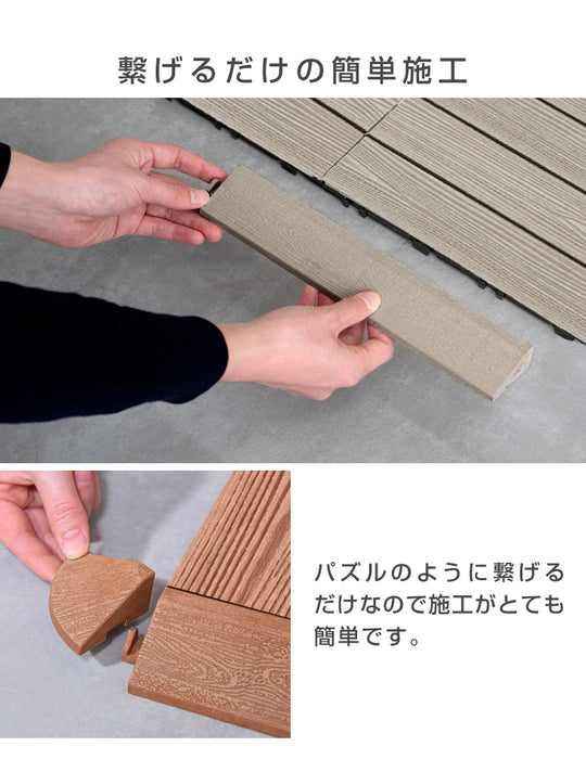 エンドパーツ ウッドパネル用 人工木 ストレート 24個 コーナー 8個 端パーツ ウッドタイル 天然木粉 30×30cm用〔42300014〕