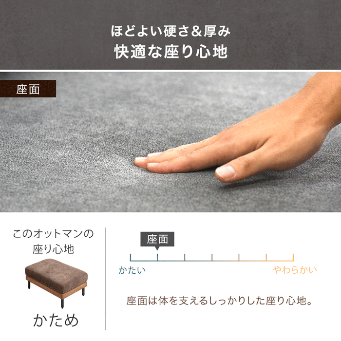 オットマン 単品 洗える カバーリング 木製 フットスツール 天然木フレーム 足置き 北欧〔42500124〕