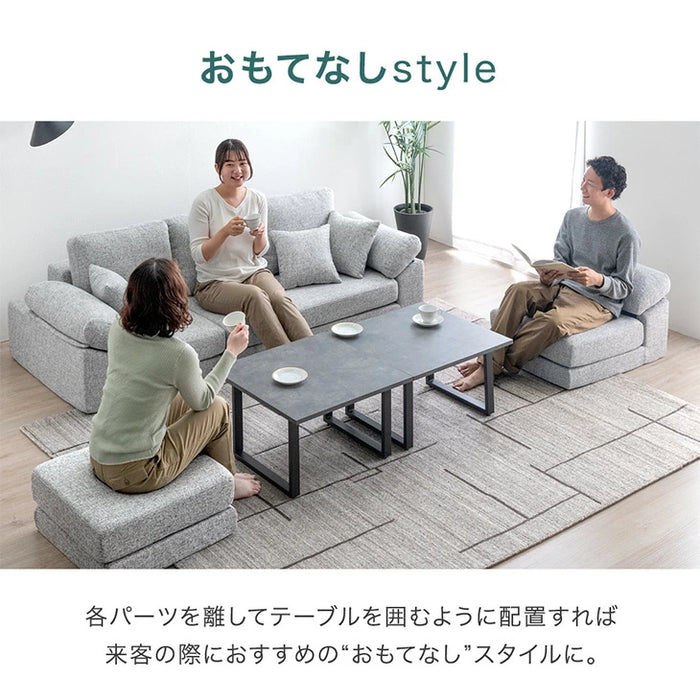 ソファ ロータイプ 洗える カバーリング 3人掛け L字 ファブリック生地 クッション付 滑り止め 北欧〔42500125〕