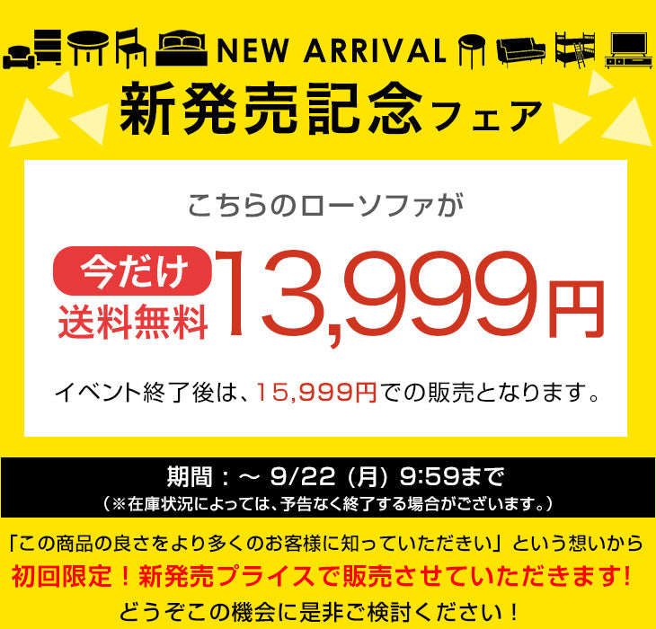 【新発売記念プライス】［1P］デザイナーズソファ 1人掛け ファブリック生地 高密度ウレタン 北欧 コンパクト ローソファ〔42500133〕