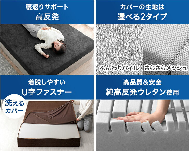 ［シングル］Goo3D《グッスリード》厚み20cm マットレス 三つ折り 高反発 洗えるカバー メッシュ生地 パイル生地〔43300160〕