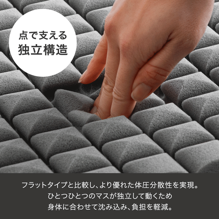 ［シングル］Goo3D《グッスリード》マットレス 三つ折り 10cm スーパーハード450N 洗える カバー〔43300175〕