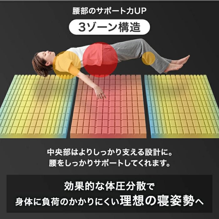 ［シングル］Goo3D《グッスリード》マットレス 三つ折り 10cm スーパーハード450N 洗える カバー〔43300175〕