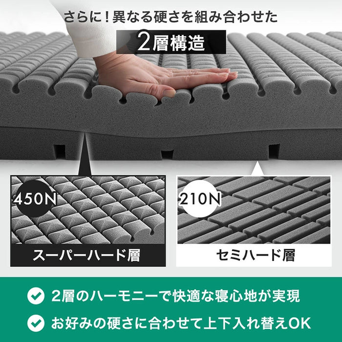 ［シングル］Goo3D《グッスリード》マットレス 三つ折り 10cm スーパーハード450N 洗える カバー〔43300175〕