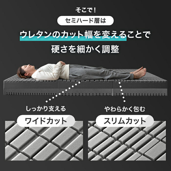 【新発売記念プライス】［ダブル］マットレス 極厚20cm スーパーハード450N 三つ折り 洗えるカバー 硬め Goo3D《グッスリード》〔43300180〕