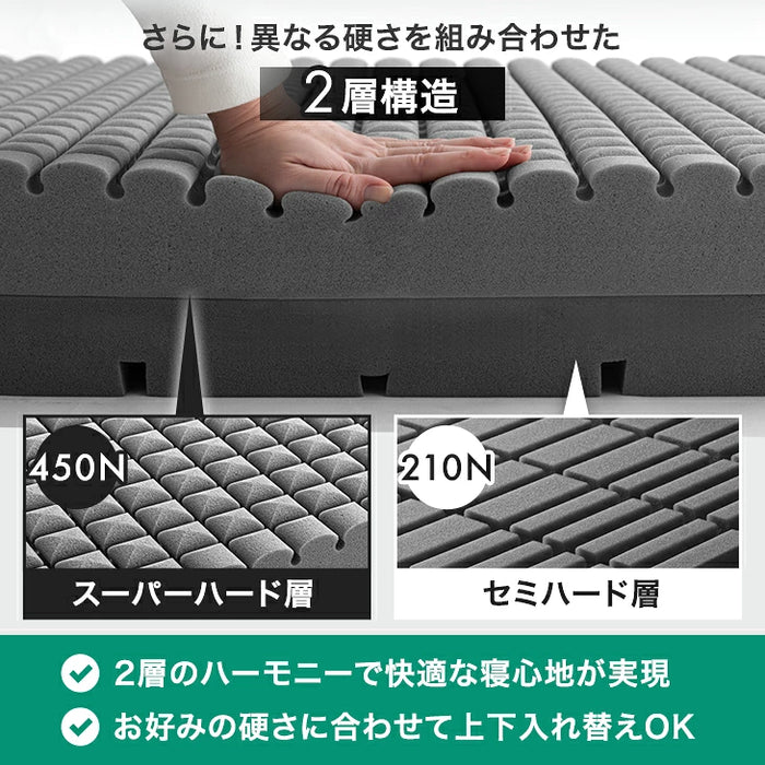 【新発売記念プライス】［シングル］マットレス 極厚20cm スーパーハード450N 三つ折り 洗えるカバー 硬め Goo3D《グッスリード》〔43300178〕