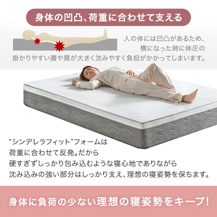 【新発売記念プライス】［シングル］あなたの体にシンデレラフィット！ “寝落ち姫”のマットレス 極厚24cm ポケットコイル 洗えるカバー 体圧分散 抗菌〔43300239〕